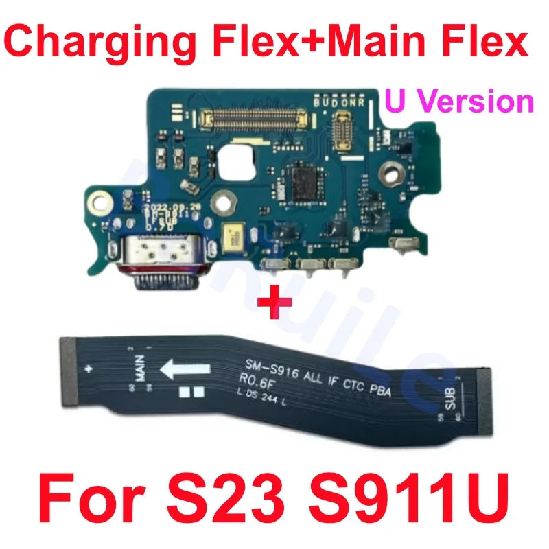 Puerto de carga flexible para Samsung S23 S22 Plus Ultra S901B S901U S906U S908B S S911B S916U S918B placa base conectar Cable USB principal