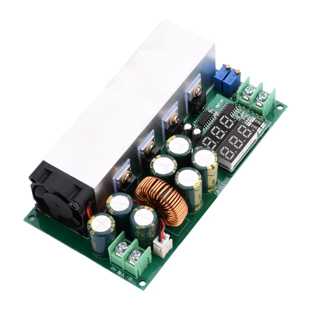 Módulo Fuente Alimentación Step-Down DC 12V-80V a 2.5V-50V 600W 25A Buck Alta Potencia con Ventilador CC/CV