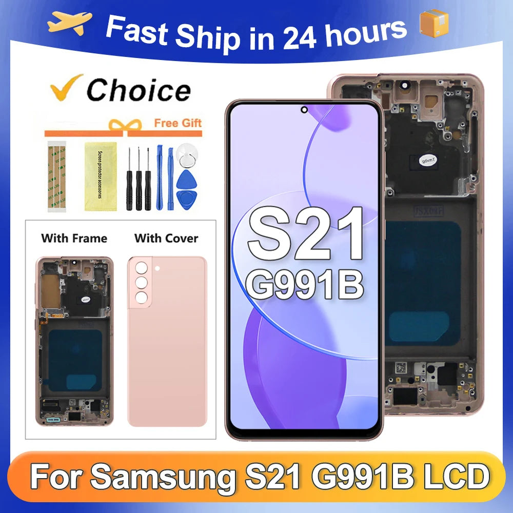 Pantalla LCD S21 probada para Samsung S21 5G G991 G991B G991W G991U, montaje de digitalizador con pantalla táctil de repuesto