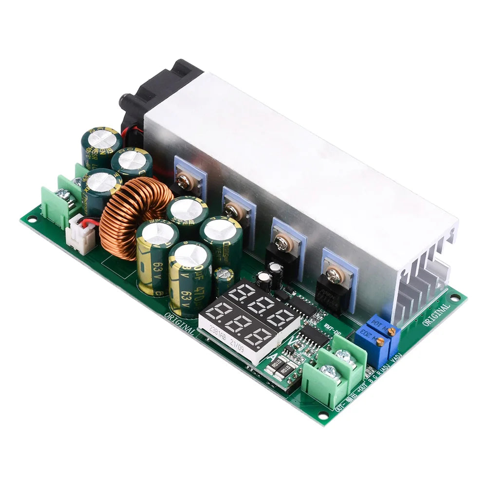 Módulo Fuente Alimentación Step-Down DC 12V-80V a 2.5V-50V 600W 25A Buck Alta Potencia con Ventilador CC/CV