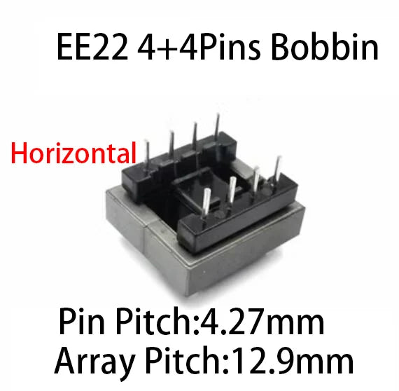 Núcleo Ferrita EE22/EI22 PC40 con Bobina Vertical/Horizontal (8/10 Pines)