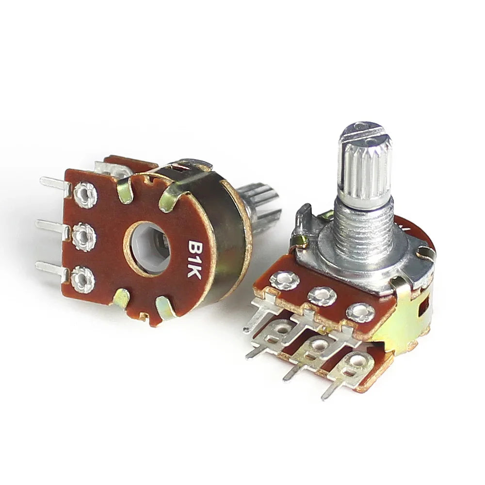 10Pcs WH148 B1K B10K B50K B100K B1M 6Pin Linear Potentiometer 15mm Shaft with Nuts and Washers