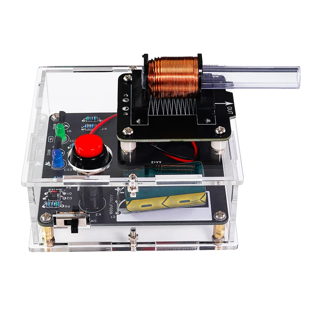 Kit DIY Cañón Electromagnético Alto Voltaje (3V DC) - Módulo Booster Bobina y PCB Práctica Soldadura
