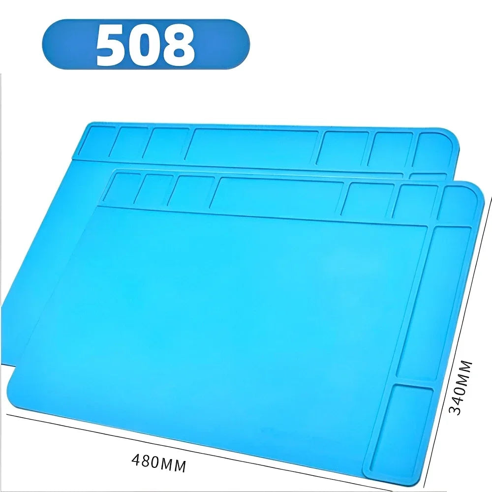 Alfombrilla Trabajo Silicona ESD Aislante Resistente Calor para Estación Soldadura Reparación Teléfono Kit Herramientas Plataforma Escritorio