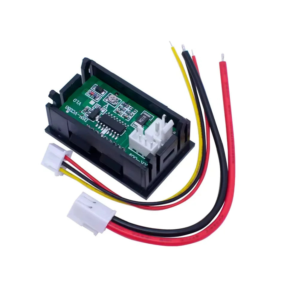 Medidor Panel Digital Voltímetro Amperímetro DC 0-100V 10A Display Dual LED Rojo/Azul 0.28"
