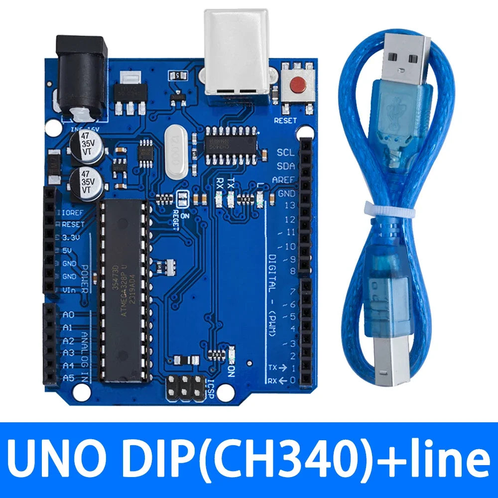 Placa Desarrollo Arduino UNO R3 (Oficial Certificada, ATMEGA16U2 + MEGA328P) con Cable USB Tipo A a B