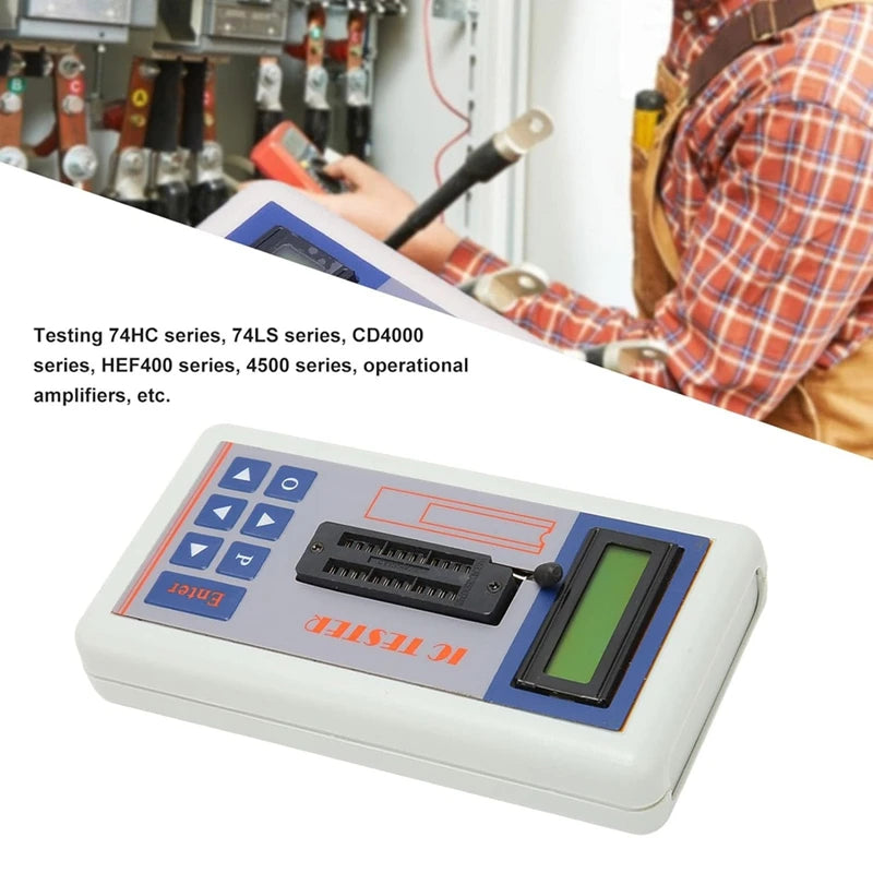 Tester Probador Circuitos Integrados ABDJ IC Tester Modos Auto 5V/3.3V para Chips Interfaz/Optoacoplador/Op-Amp