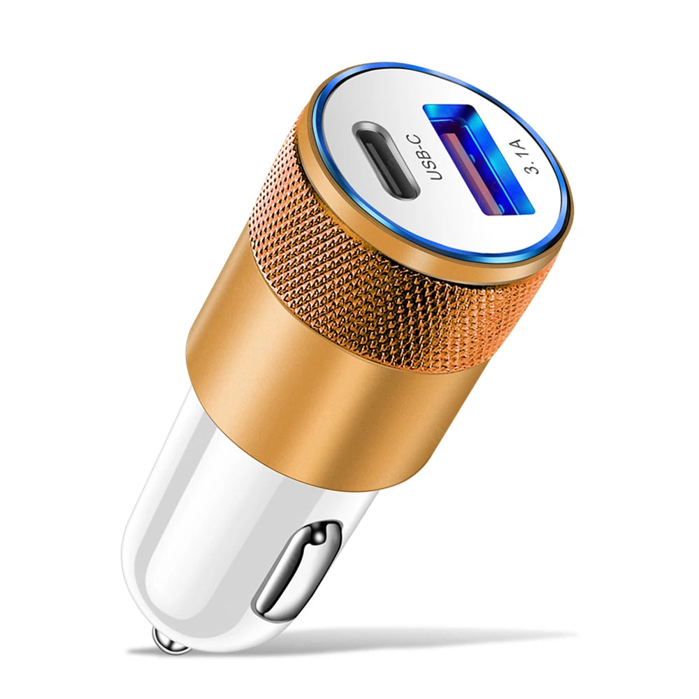Cargador Auto USB 80W PD Tipo-C Carga Rápida Adaptador para iPhone 14/13/12 Pro/Xiaomi/Huawei/Samsung QC3.0