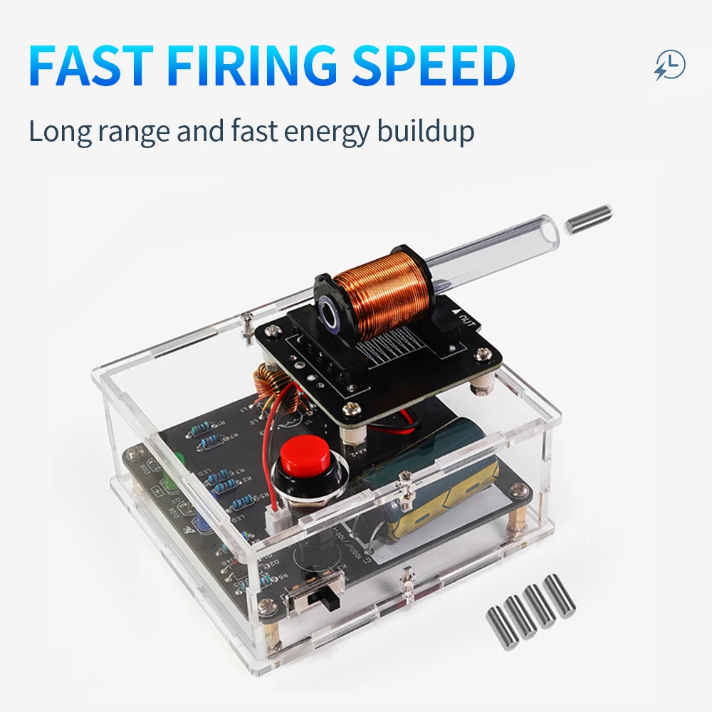 Kit DIY Cañón Electromagnético Alto Voltaje (3V DC) - Módulo Booster Bobina y PCB Práctica Soldadura