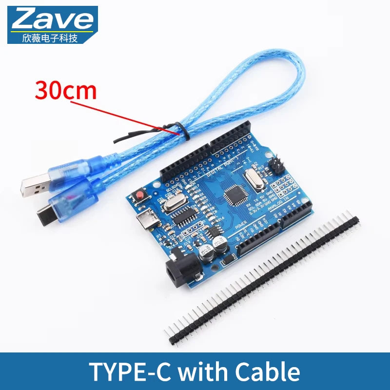 Placa Desarrollo UNO R3 (ATMEGA328P, CH340/ATEGA16U2) compatible Arduino con Cable + Placa Expansión Proto Shield R3/R4
