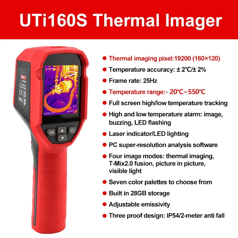 Termógrafo Infrarrojo UNI-T UTi160S (160x120) con Láser y Software PC - Cámara Termográfica IR