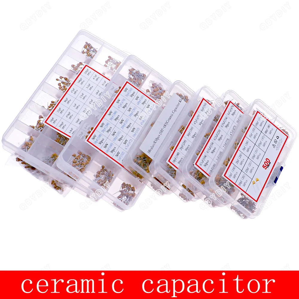 Kit Surtido Capacitor Cerámico Multicapa (10pF-10uF, 50V, P=5.08mm)