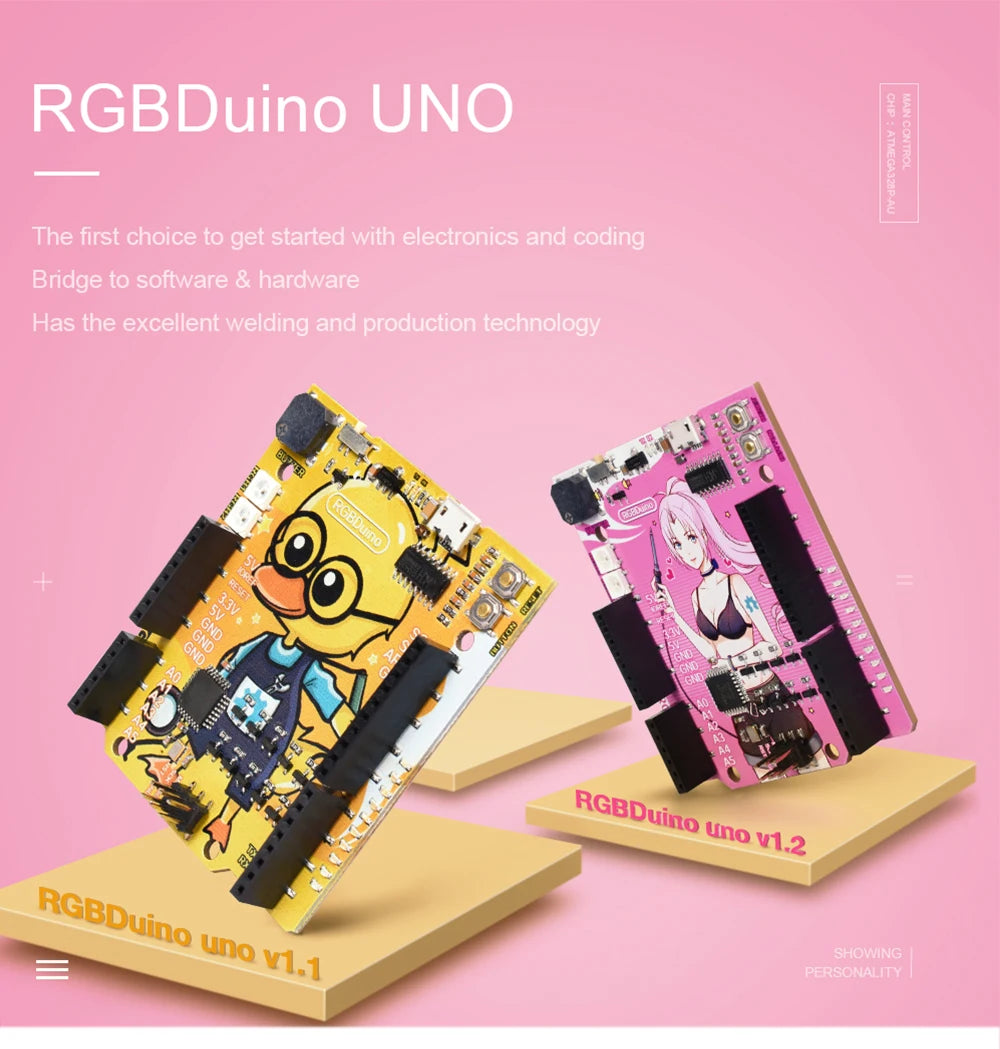 Placa Desarrollo RGBDuino UNO V1.2 Jenny (ATmega328P, CH340C) Mejora vs Arduino UNO R3 para Raspberry Pi 4/3B