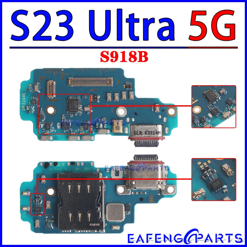 Placa Módulo Puerto Carga USB Dock para Samsung Galaxy S22/S23 Plus/Ultra (S901/S906/S908/S911/S916/S918 B/U/N)