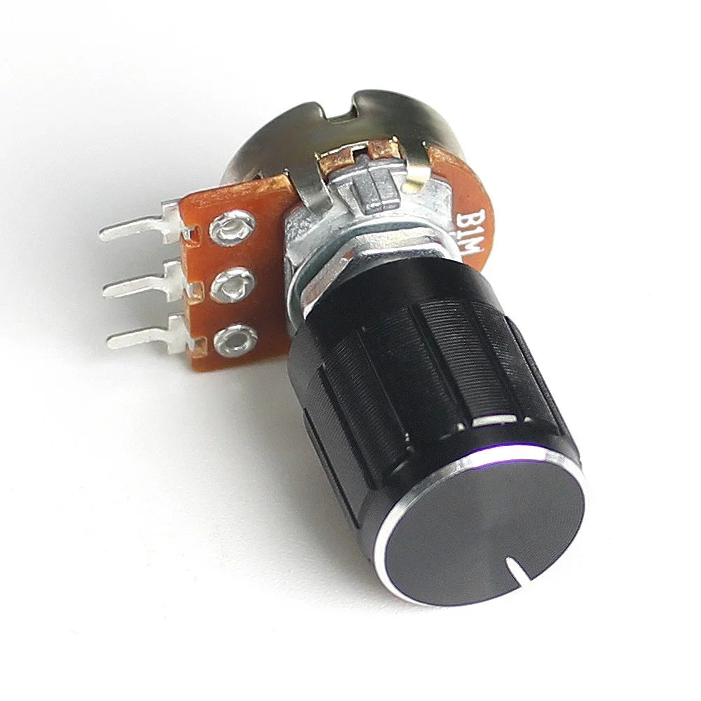 5 Set 10K WH148 Linear Potentiometer Resistor Kit 15mm Shaft with Black Aluminum Alloy Knob Cap 3Pin Resistance for Arduino