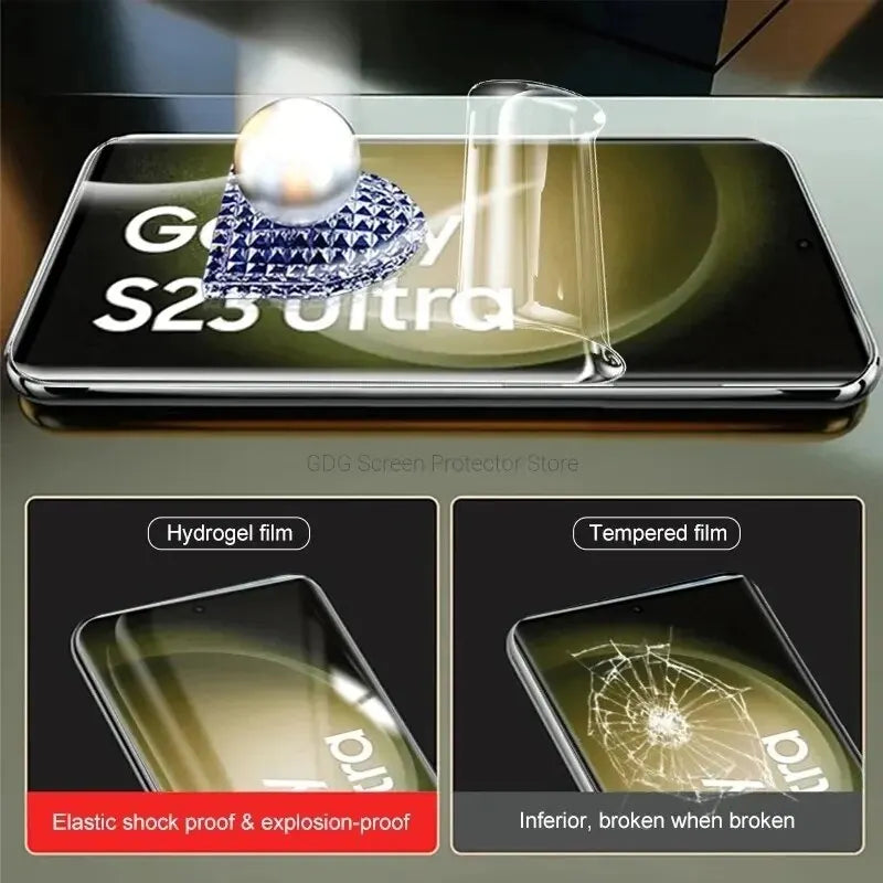 Film Hidrogel Cobertura Completa para Samsung S8-S10 Plus/S10E/S20 FE/S21-S24 Ultra/Note 10+/Note 20 Ultra (4 Unidades)