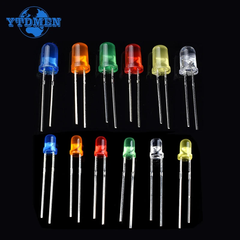 Kit Surtido Diodos LED 3mm/5mm (DIP, Rojo/Naranja/Amarillo/Verde/Azul/Blanco) Componentes Electrónicos