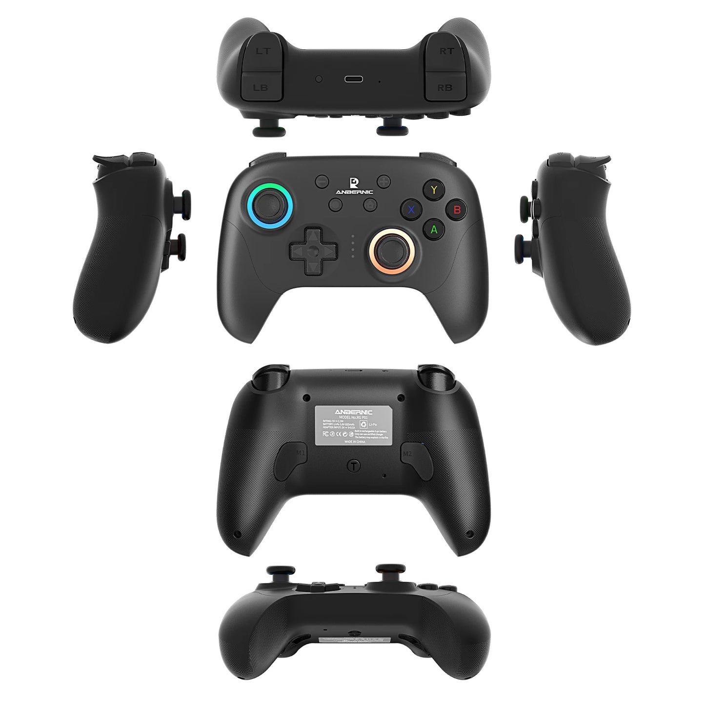 Gamepad ANBERNIC RG P01/RGP01 Bluetooth/Cableado con Joystick Efecto Hall RGB para Switch/PC/Steam/Android/iOS