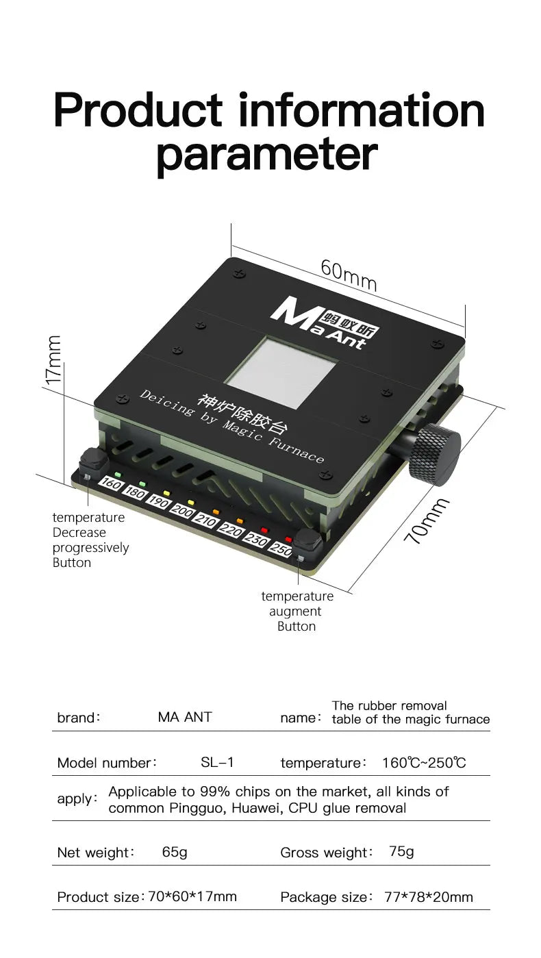 MaAnt SL-2 Preheating Platform Constant Temperature BGA Glue Removing Station for iPhone Android CPU NAND Flash IC Chips Repair