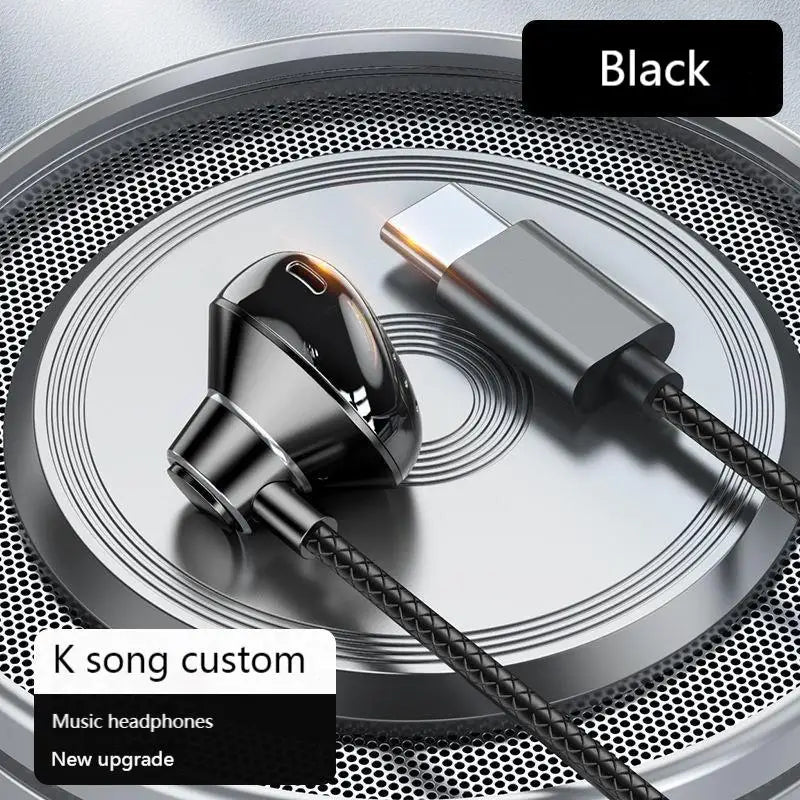 Audífonos Auriculares Tipo C con Cable (HiFi Bajos Estéreo, Control Volumen, Micrófono HD) para iPhone 15/Samsung Galaxy
