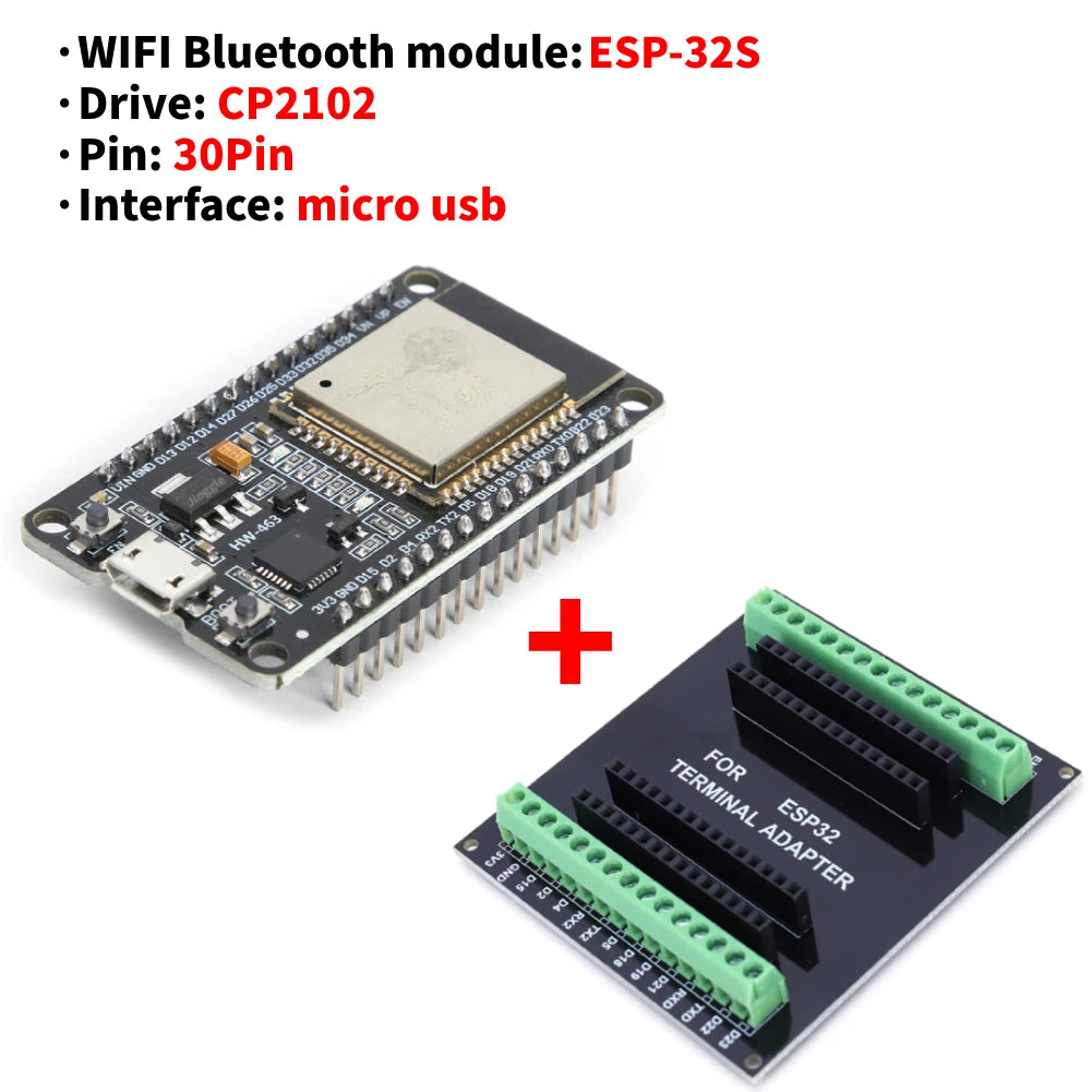 Placa Desarrollo ESP32 NodeMCU-32S (30 Pines, ESP32-WROOM-32D/32U) Módulo WiFi + Bluetooth Doble Núcleo Bajo Consumo