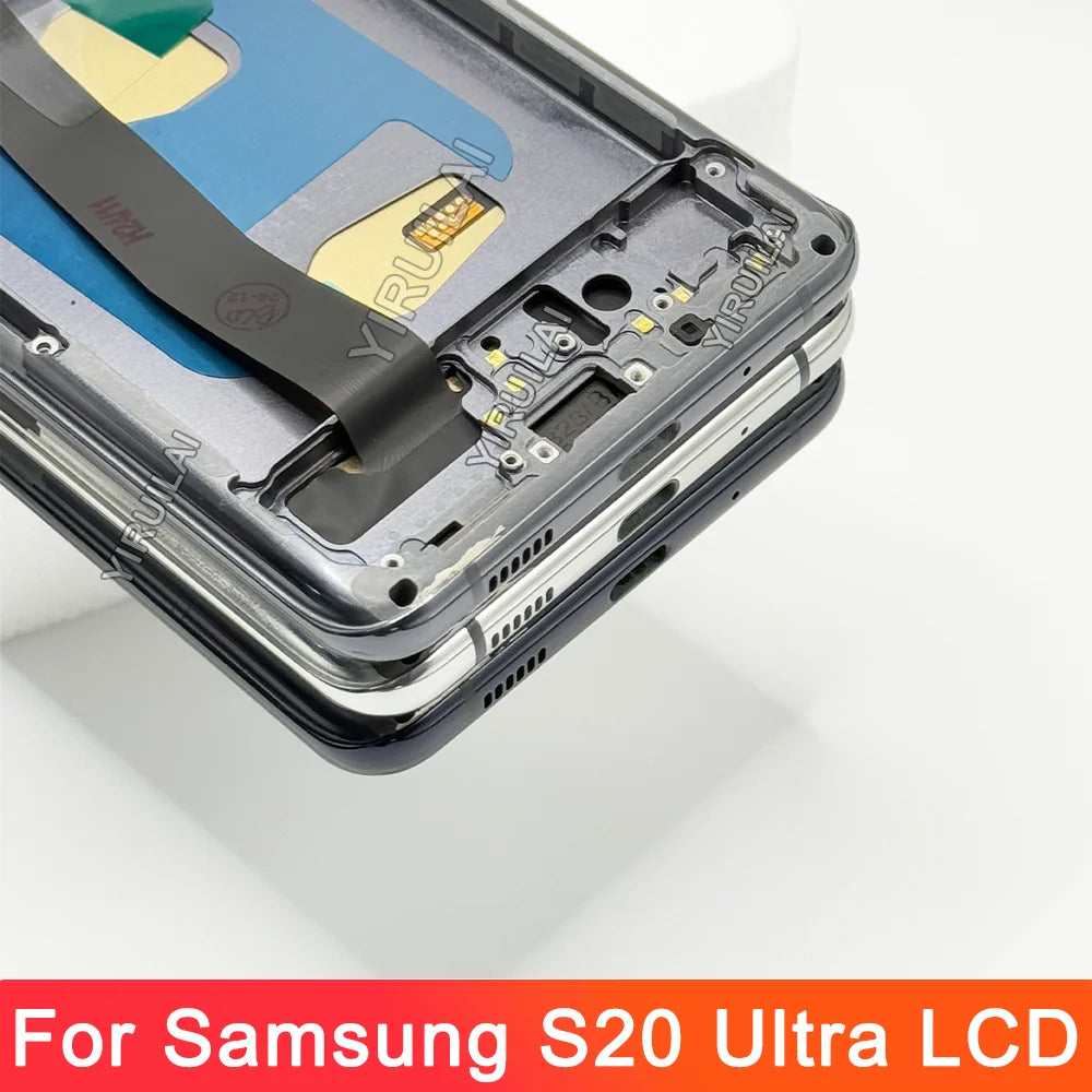 TFT S20 Ultra LCD con marco para Samsung S20 Ultra 5G LCD G988 G988B SM-G988U pantalla táctil digitalizador reemplazo