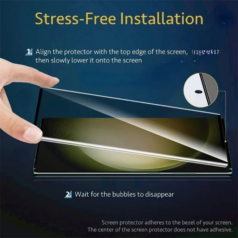 Protector Pantalla Cristal Templado Curvo 3D Anti-Huellas para Samsung Galaxy S8/S9 / S21-S24 Ultra / Note 10/20 (Pack 3 Unidades)