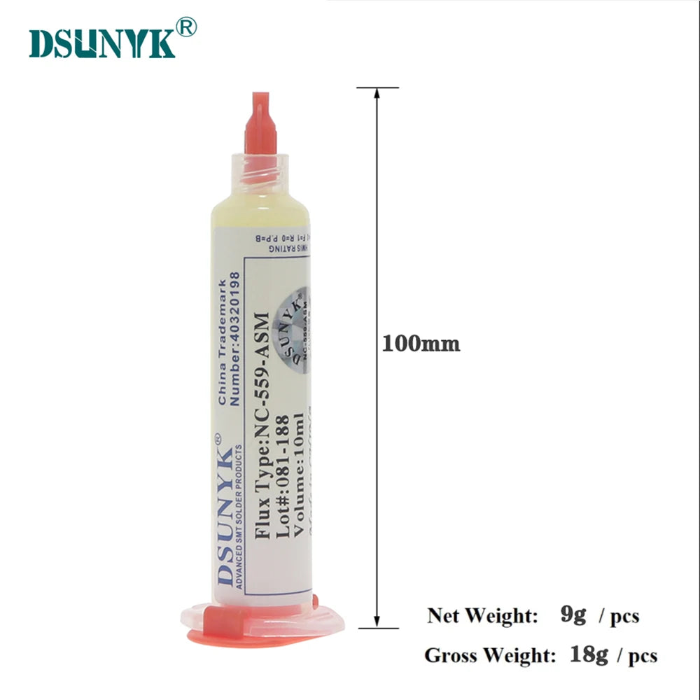 Flux Soldadura Amtech NC-559 en Jeringa (10ml) para Electrónica/BGA/SMD/PCB Reparación