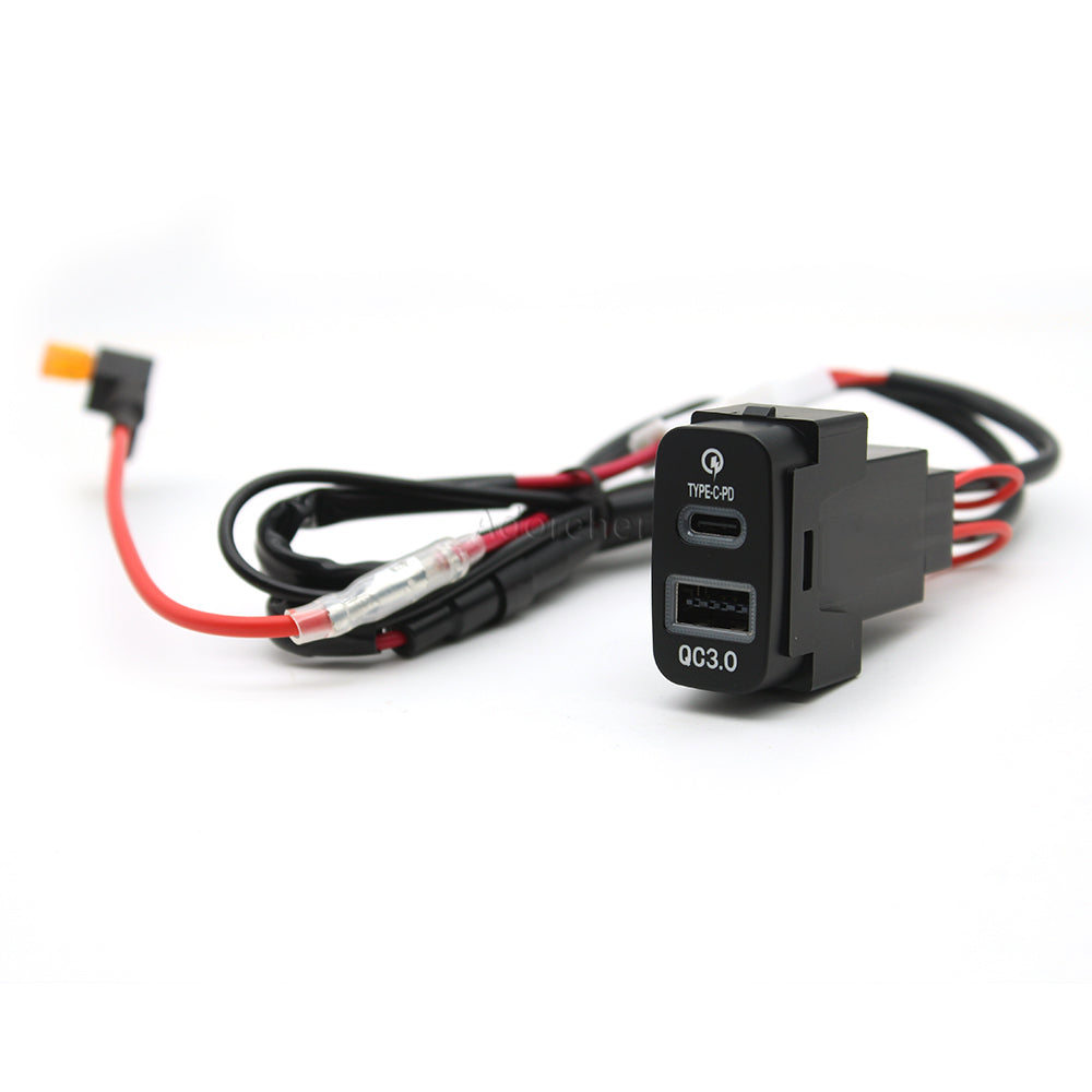 Cargador Auto Rápido USB-C PD + USB-A Socket Interfaz para Mitsubishi Outlander/Lancer/Pajero/ASX/V73/V93/V97 (1pc)