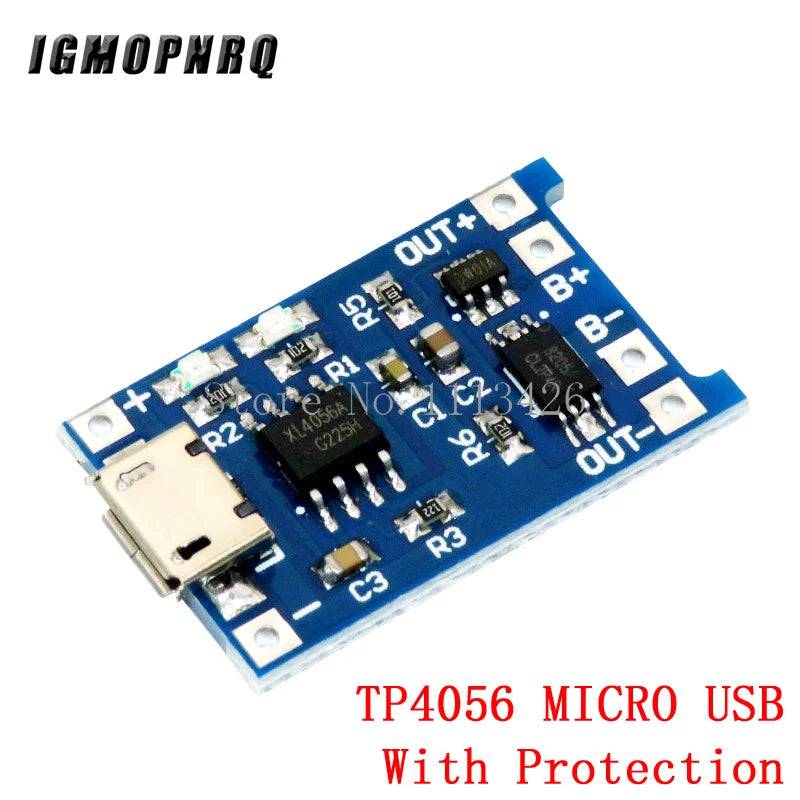 Lote 5 Pcs Módulo Cargador Batería Litio 18650 TP4056 Micro USB 5V 1A con Protección Dual