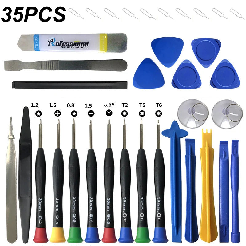 Kit Herramientas Mano Reparación Teléfono Móvil (Palanca Plástico/Espátula Apertura Destornillador) Desmontaje Pantalla iPhone/iPad/Laptop