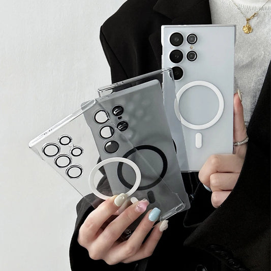 Carcasa Teléfono Ultra Delgada Transparente Sin Marco (Compatible Magsafe Carga Inalámbrica) para Samsung S22-S25 Plus/Ultra