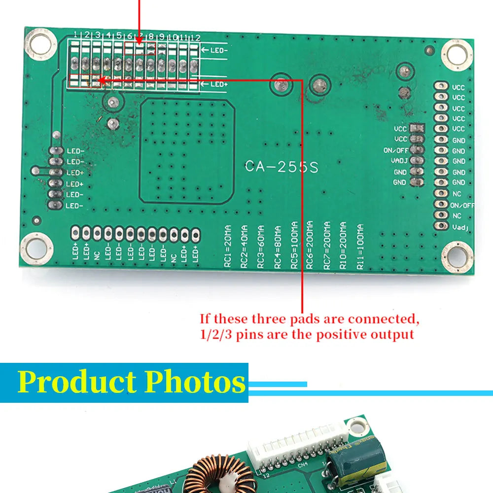Placa Driver Backlight LED Universal CA-255S 10-48" Inverter Boost Módulo Step-Up