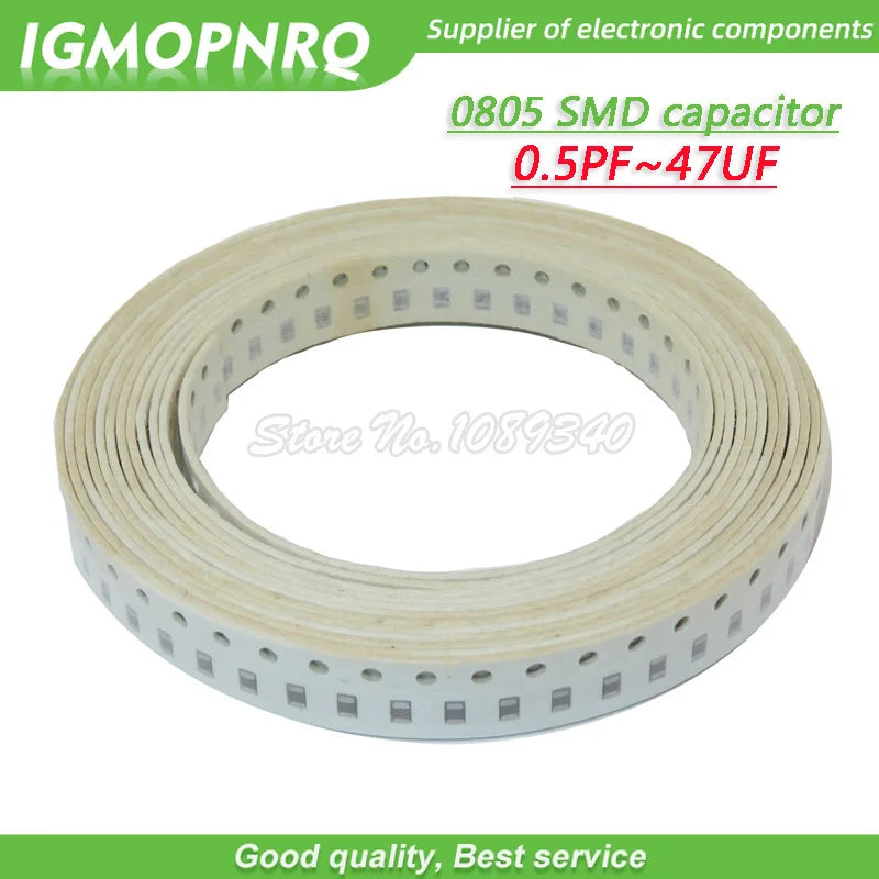 Capacitor Cerámico Multicapa Chip SMD 0805 (0.5pF-47uF, 50V) - Pack 100 Unidades (Valores Surtidos)