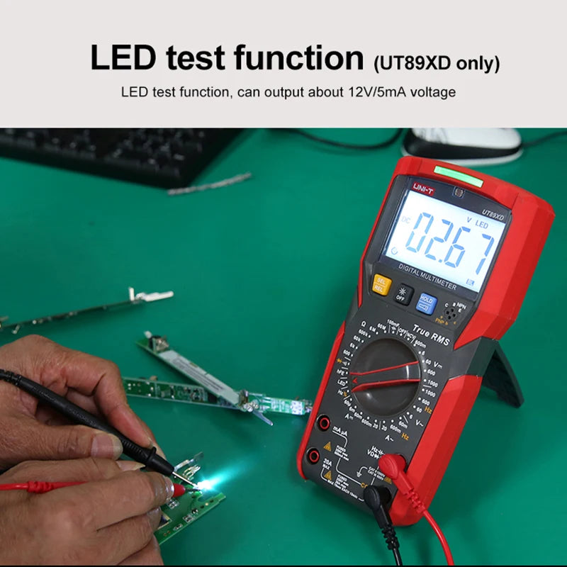 Multímetro Digital Profesional UNI-T UT89XD / UT89X True RMS - Tester Eléctrico NCV, Diodo, Temperatura, Triodo, Capacitancia