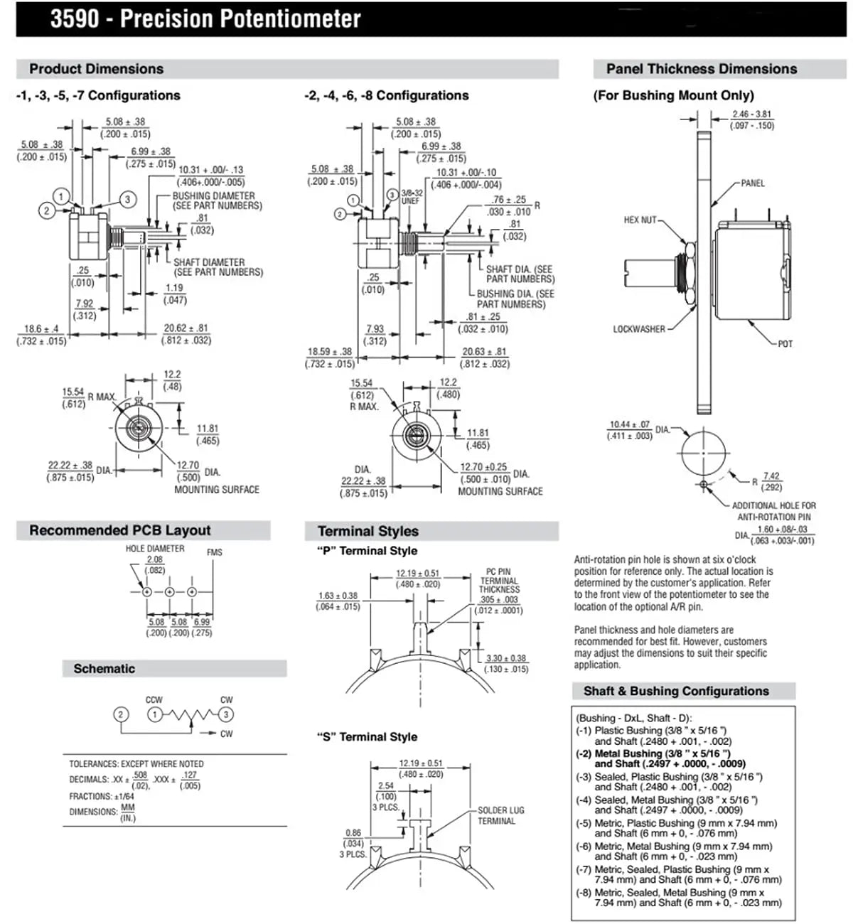 1pcs 3590S Multiturn Potentiometer 500 1K 2K 5K 10K 20K 50K 100K ohm Potentiometer Adjustable Resistor 3590 102 202 502 103