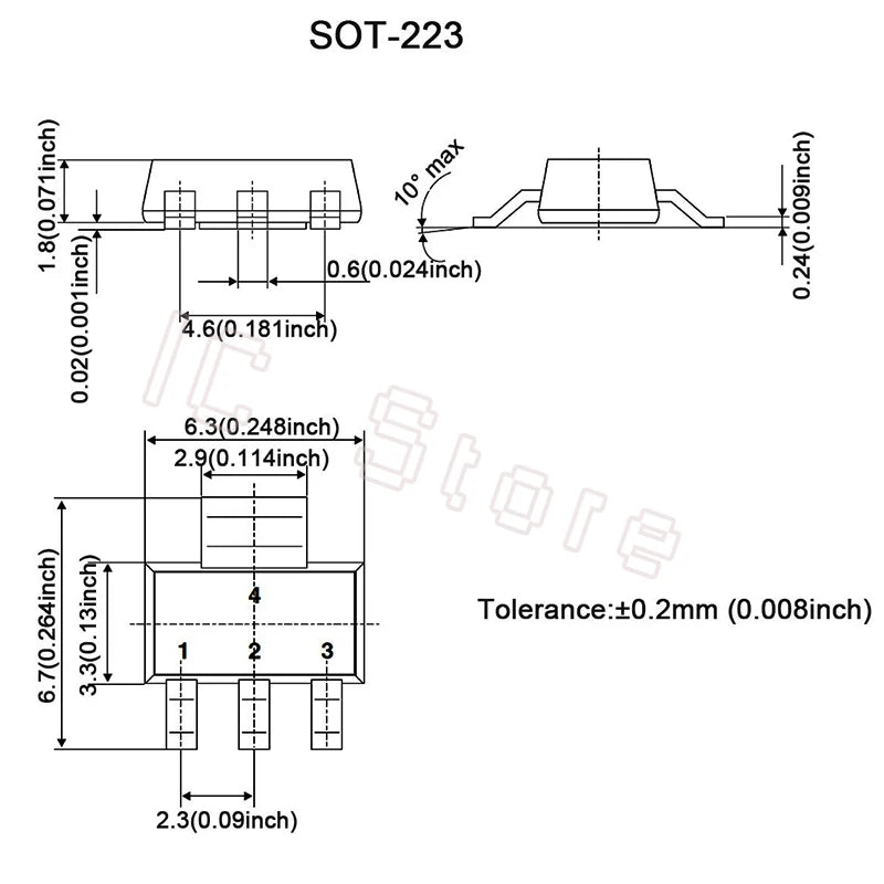 Lote 20 Pcs Regulador Voltaje Lineal AMS1117 SOT-223 (1.2V, 1.5V, 1.8V, 2.5V, 3.3V, 5V, ADJ)