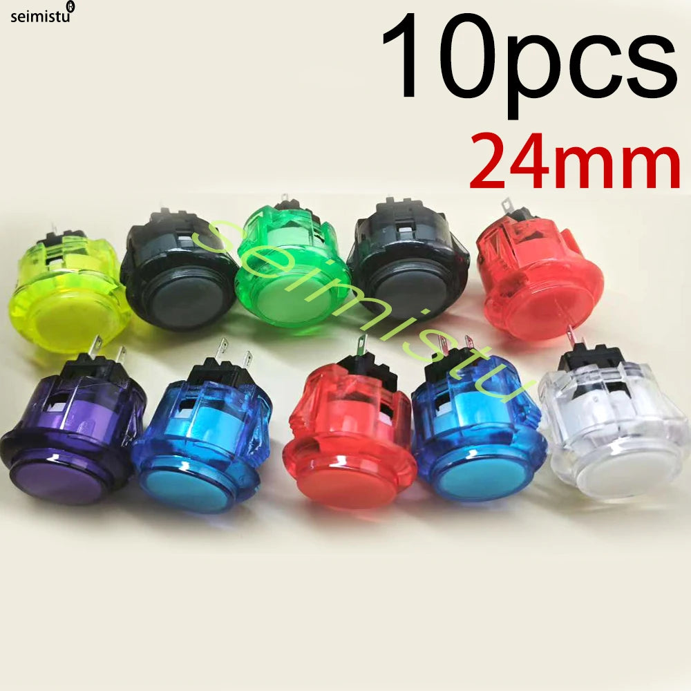 Botón Pulsador Transparente (24mm/30mm) Copia Sanwa OBS-C para Consola Videojuegos/Hitbox/Arcade PC Neo Geo (10 Unidades)