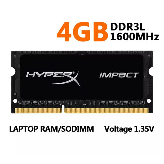 Memoria RAM HyperX Laptop DDR3/DDR3L SODIMM (4GB/8GB, 1333/1600/1866MHz, 1.35V/1.5V, 204pin) PC3-10600/12800/14900 (1/2 Unidades)
