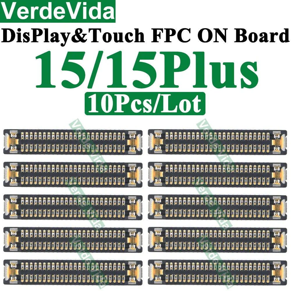 Conector FPC Pantalla LCD / Táctil en Placa Base para iPhone X/XS/XR/11/12/13/14/15/16 Pro Max/Plus (10 Unidades)