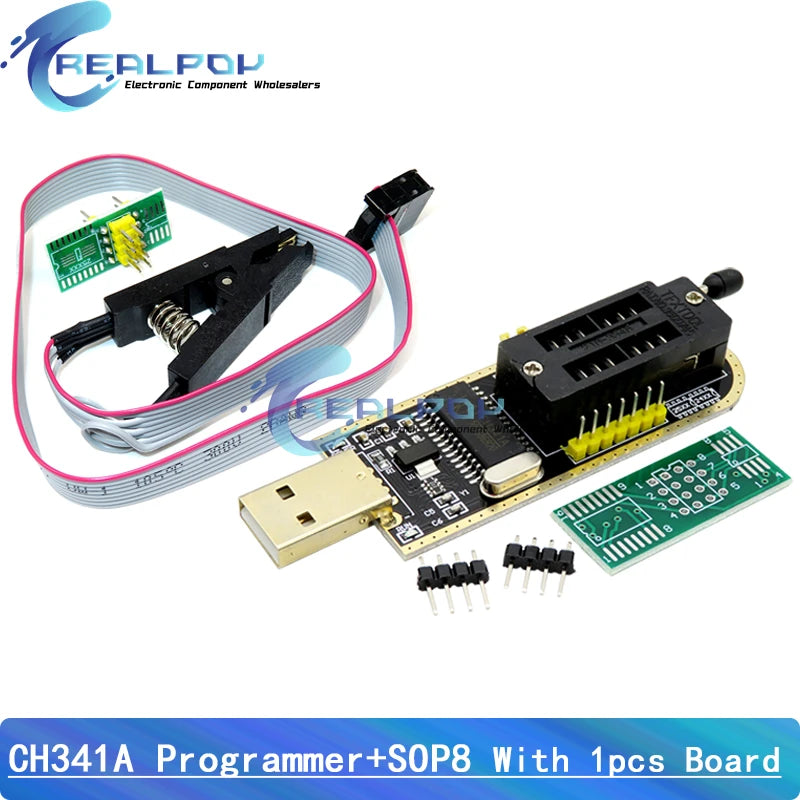 Kit Programador USB CH341A EEPROM/Flash/BIOS con Clip SOIC8, Adaptador 1.8V y ZIF Socket