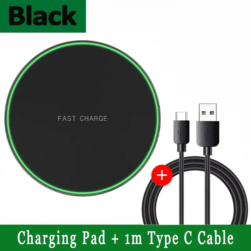Cargador Inalámbrico Rápido Inducción para iPhone X/XR/XS Max/Mini / 12/13/15/16 Pro / Samsung S8-S10/S21/S22/Note (2025)