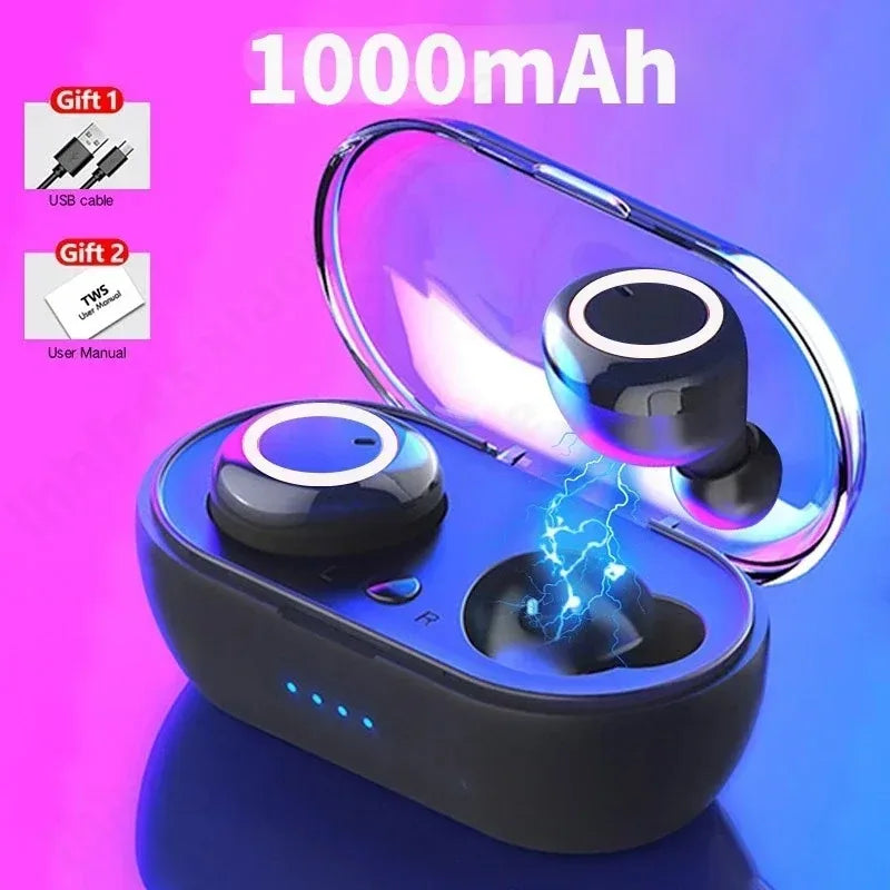 Auriculares Inalámbricos Y50 TWS Bluetooth 5.0 Deportivos con Micrófono y Pantalla LED (Control Táctil, Estéreo 9D, Impermeables)
