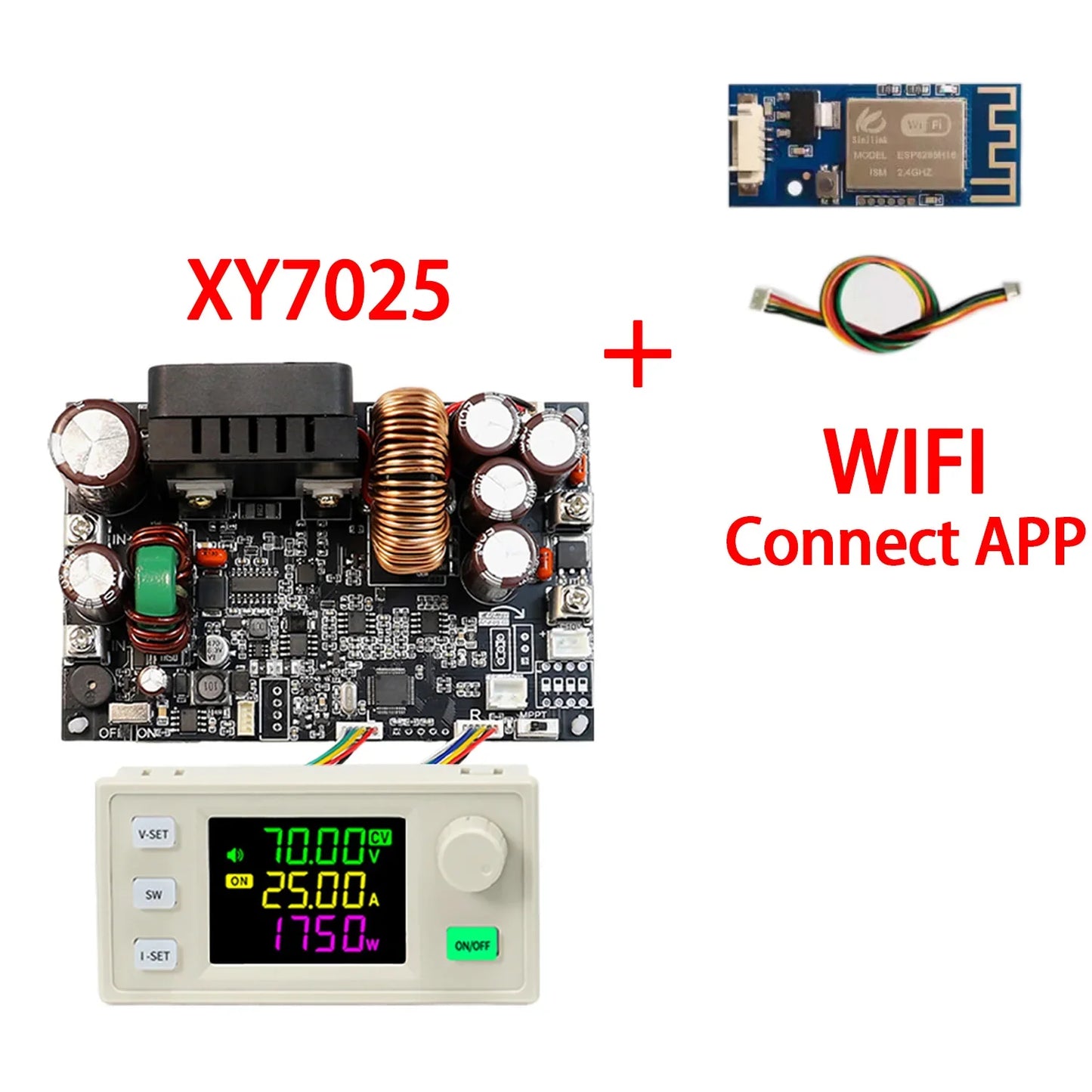 Módulo Fuente Alimentación CNC XY7025 Buck CC/CV 70V 25A 1750W Tensión/Corriente Constante Step-Down