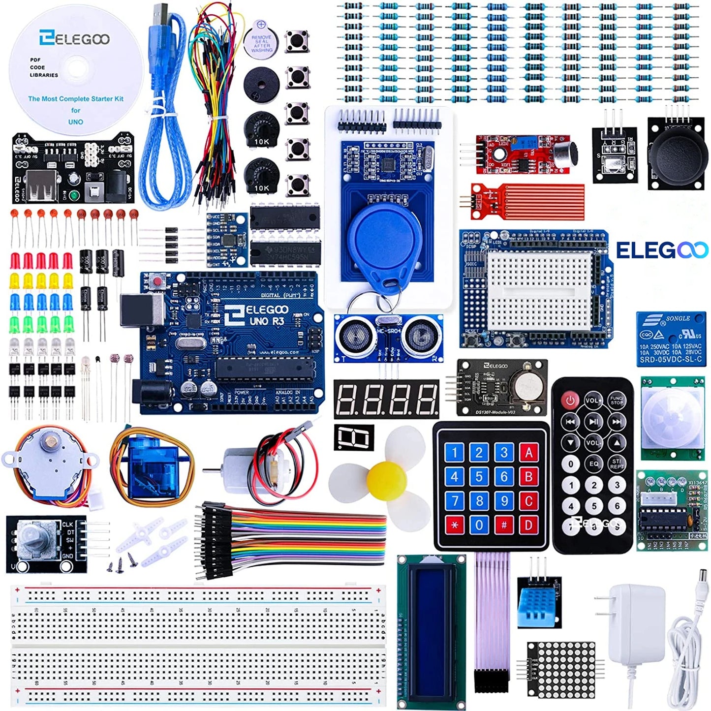 Kit Inicio Completo ELEGOO UNO R3 Project (63 Items) con Tutorial compatible Arduino IDE (Kit Electrónico DIY)