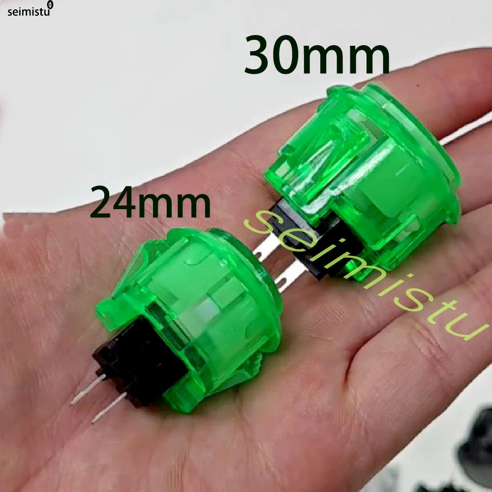 Botón Pulsador Transparente (24mm/30mm) Copia Sanwa OBS-C para Consola Videojuegos/Hitbox/Arcade PC Neo Geo (10 Unidades)