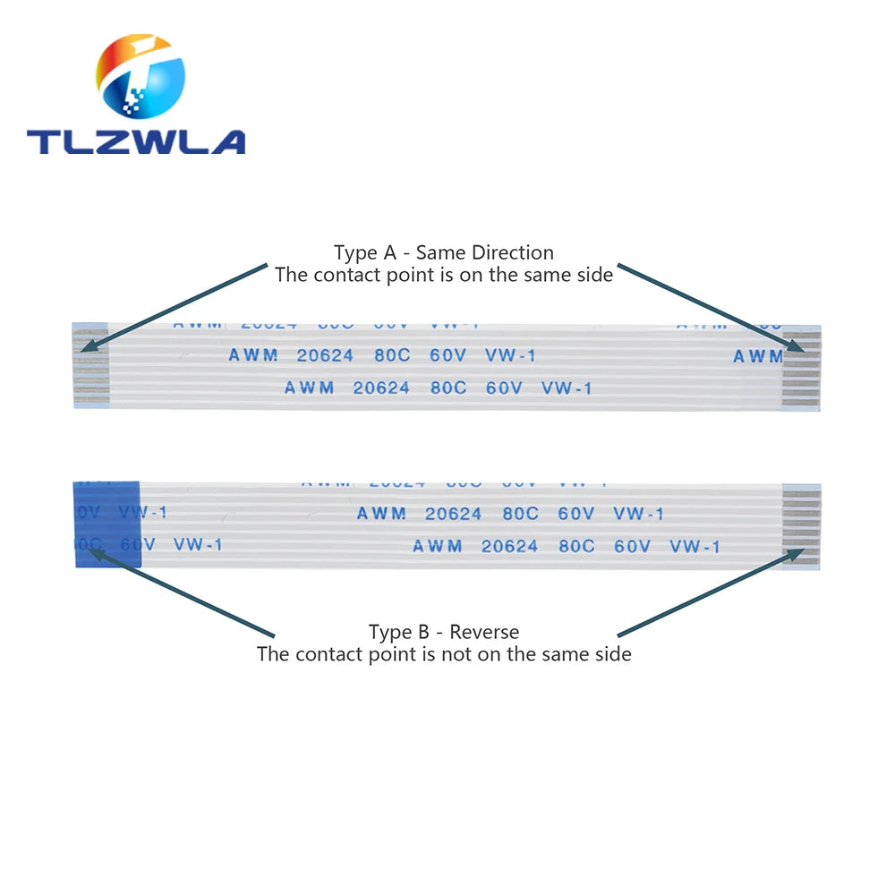 10PCS FPC FFC Ribbon Flexible Flat Cable 4/6/8 Pin Pitch 0.5MM 1.0MM A-Type Wire Length 6/10/15/20/25/30/40 CM