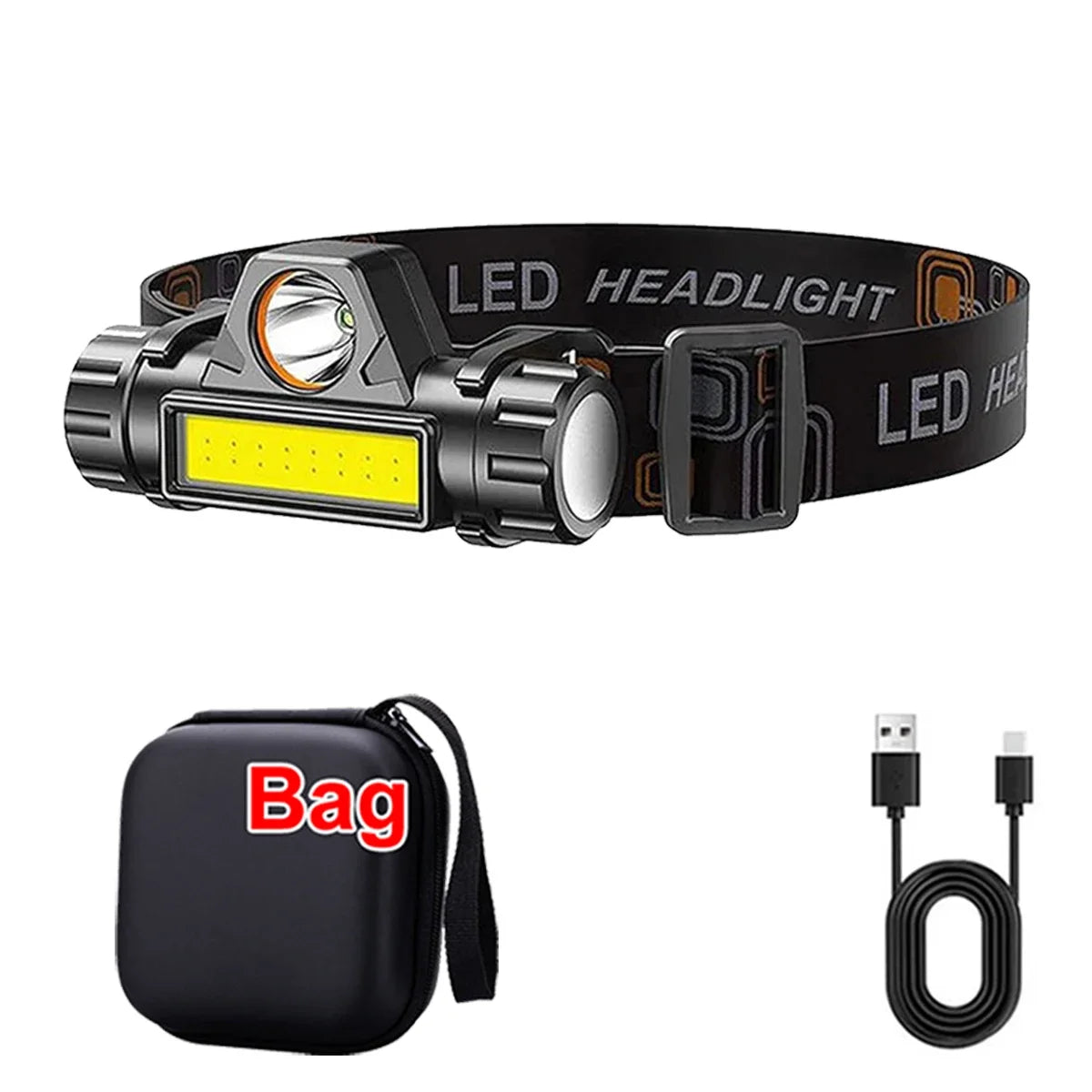Linterna Frontal LED COB Recargable Magnética Potente Impermeable para Pesca Exterior (1-5 Unidades)