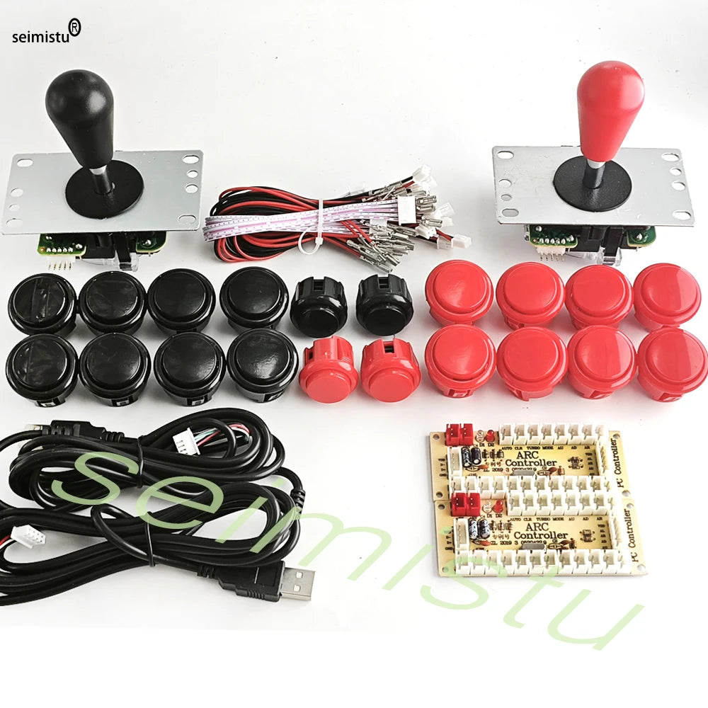 Kit DIY Joystick Arcade (Copia Sanwa) con Botones Pulsadores para PC/Raspberry Pi (Controlador USB Zero Delay)