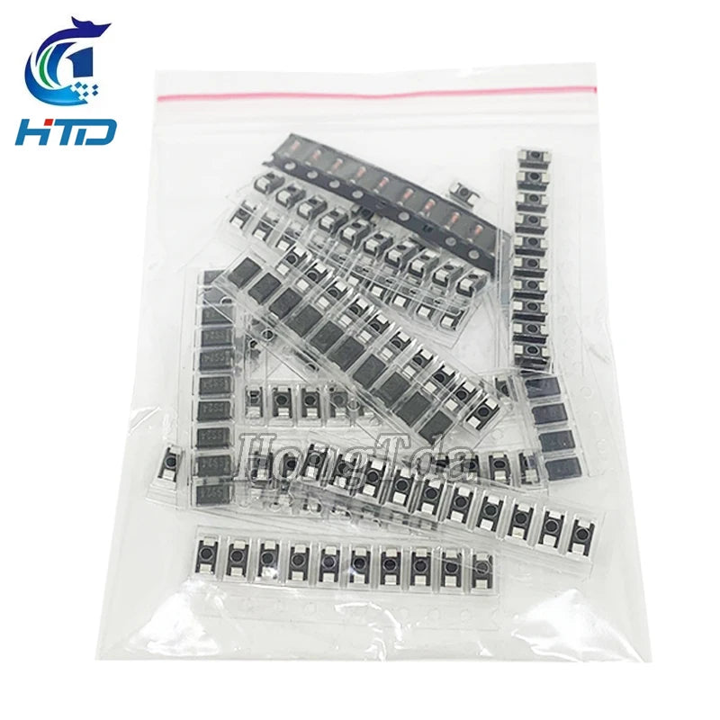 Kit Surtido Diodos SMD: Schottky / Fast Switching / Rectificador (M1-M7, SS14-SS36, LL4148, etc.)